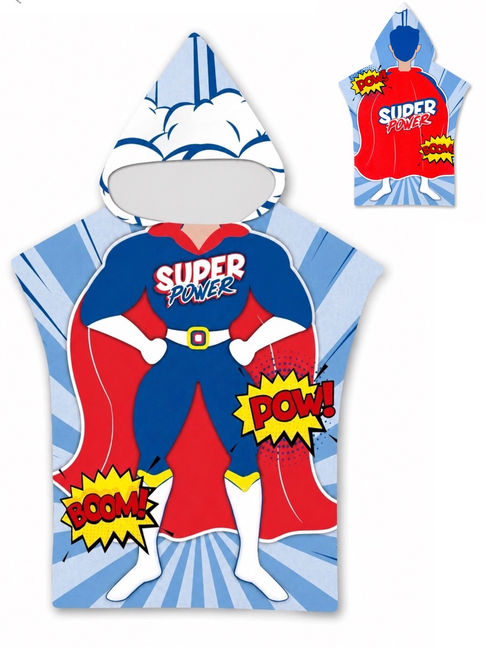 UV Sensing Kids Micro-Fiber Super Power‎ Poncho Hooded Beach Towel Cover Up OS